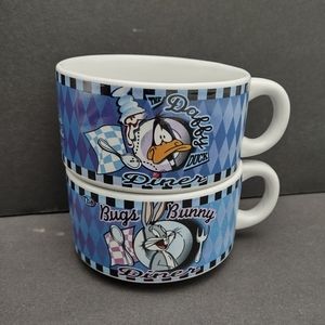 Bugs Bunny & Daffy Duck Soup Bowl set of 2 Soup Bowls Warner Bros 1998